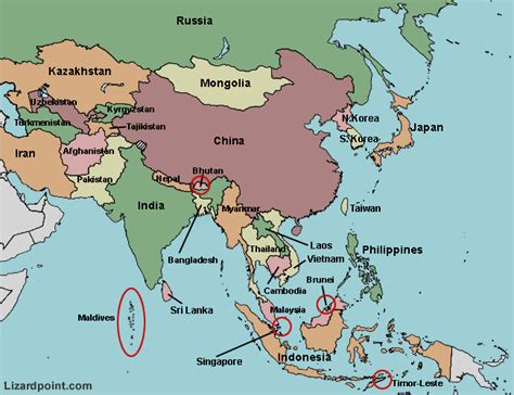 Countries of Asia Map Quiz .